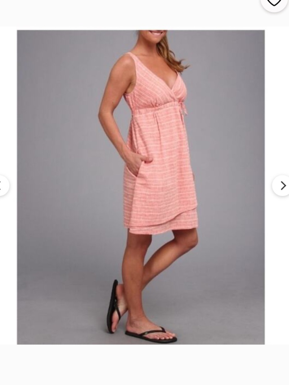Patagonia Island Hemp Crossover Coral Striped chambray Sleeveless V-Neck Dress 6